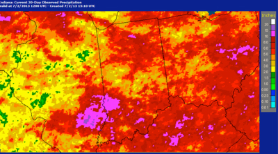 observed rainfall for June 2 through July 2, 2013
