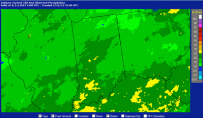 observed rainfall for Oct. 21, 2012 through April 21, 2013