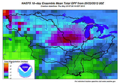 naefs 16 day ensemble mean total QPF from 5/23/12