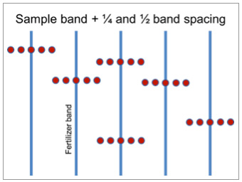 Sample band + 1/4 and 1/2 band spacing. 
     