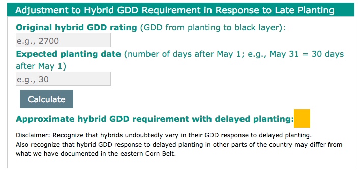 Adjustment to Hybrid GDD Requirement in Response to Late Planting.