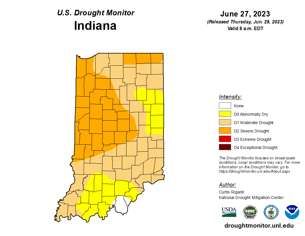 Figure 3. U.S. Drought Monitor representing conditions through June 27, 2023