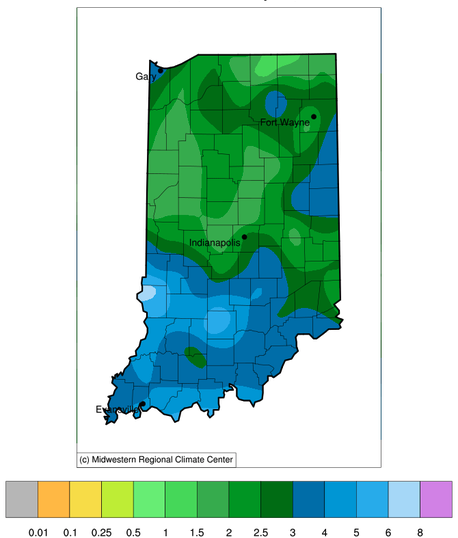 Figure 1. Total precipitation (in inches) from June 22 through the early morning of July 5, 2023.