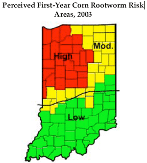 Perceived First-Year Corn Rootworm Risk Areas, 2003
