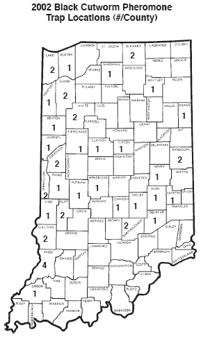 2002 Black Cutworm Pheromone Trap Locations