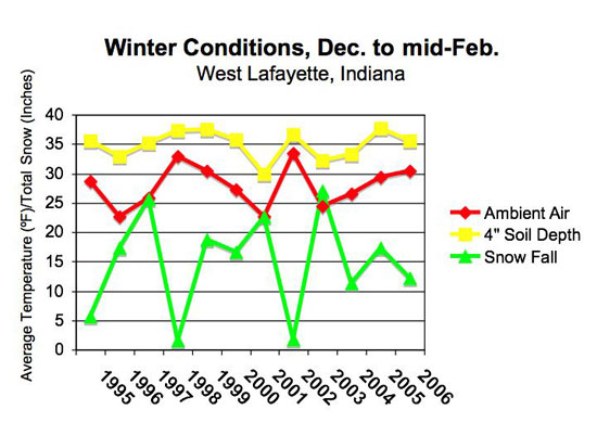 Winter conditions, December to mid-February