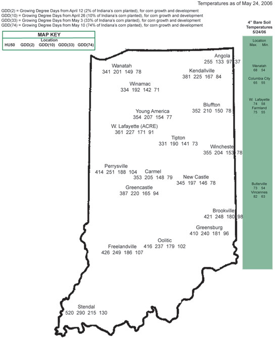 Temperatures as of May 24, 2006