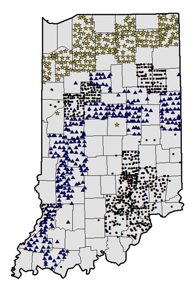 horseweed survey sites in Indiana