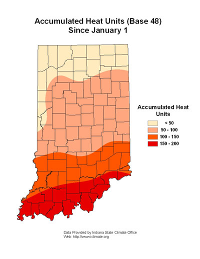 Accumulated heat unites (base 48) Since January 1