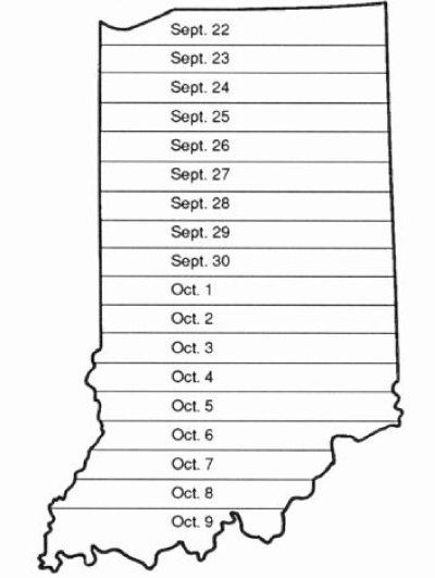 Figure 1. Average Hessian fly-free dates for Indiana.