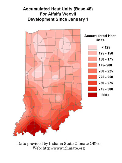 Accumulated Heat Units (Base 48) For Alfalfa Weevil Development Since Jan 1