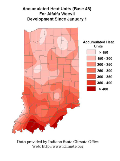 Accumulated Heat Units (Base 48) For Alfalfa Weevil Development Since Jan 1