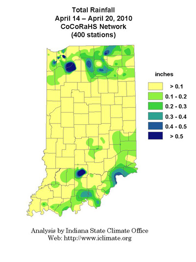 total rainfall April 14 - April 20, 2010 CoCoRaHS Network