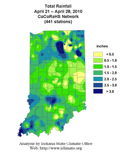 total rainfall April 14 - April 20, 2010 CoCoRaHS Network