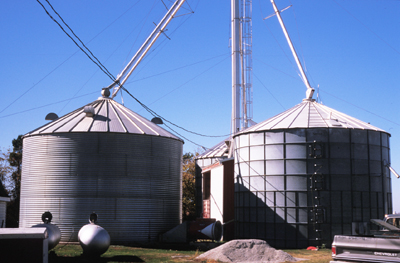 grain bins in photo