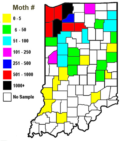 Fig. 1. Highest WBC trap capture by county