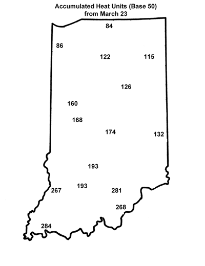 Accumulated Heat Units (Base 50) from March 23