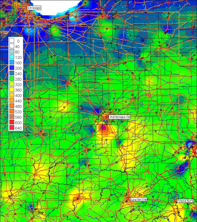 accumulated heat units (base 50) for black cutworm development since April 18