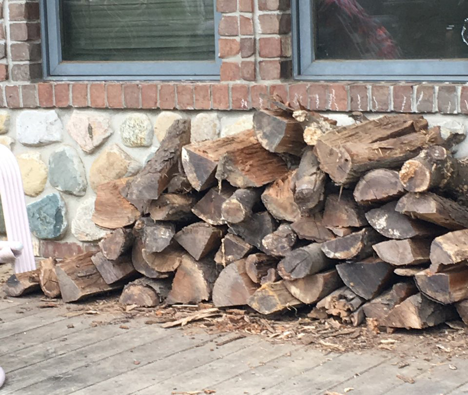 Firewood stacked.