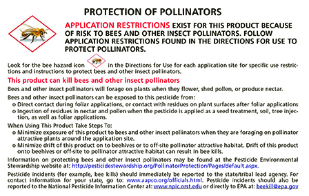 Figure 3. PLook for bee advisory boxes on pesticide labels and follow all directions to protect bees.